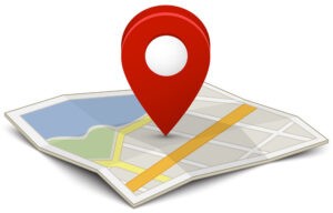 Mapa con una chincheta Mapa con una chincheta.