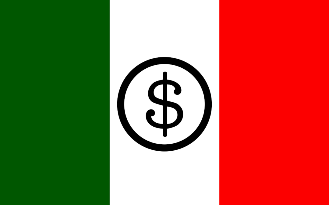 Bandera de Italia con el símbollo del dólar en el centro. Traducciones juradas en italiano económicas