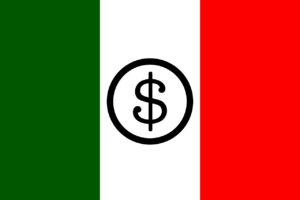 Bandera de Italia con el símbollo del dólar en el centro. Traducciones juradas en italiano económicas