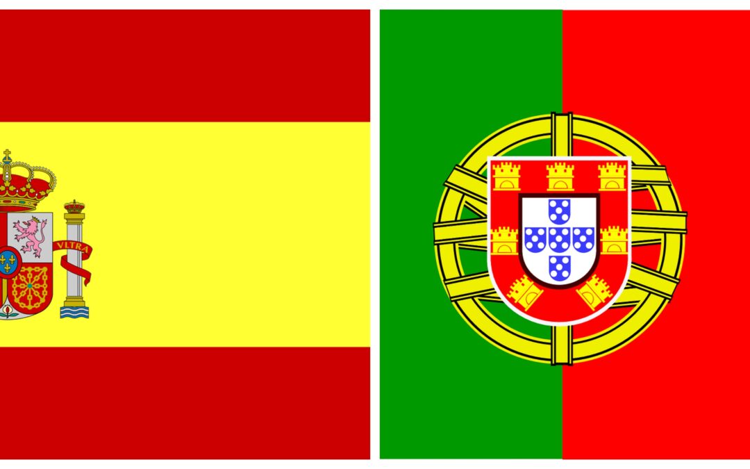 Banderas de España y Portugal. Traducciones de español a portugués