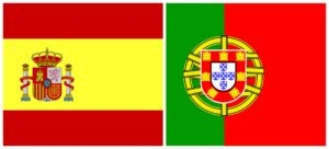 Banderas de España y Portugal. Traducciones de español a portugués
