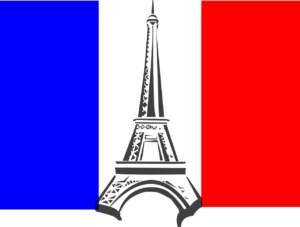 Bandera de Francia y dibujo de la torre Eiffel. Traducciones juradas en francés